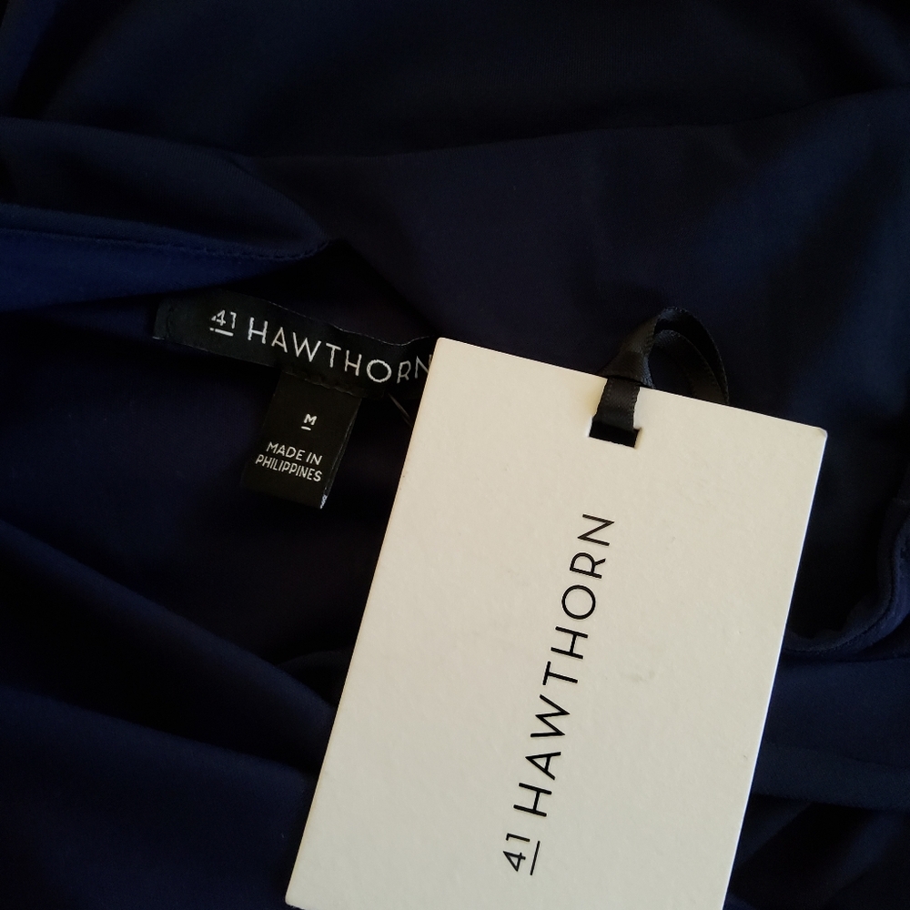 41 Hawthorn Navy Blue Faux Wrap Dress Size M NWT - Picture 7 of 11